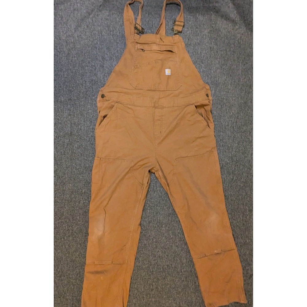 Carhartt Women's Loose Fit Brown Duck Canvas Bib Overalls Pants Size XL Work